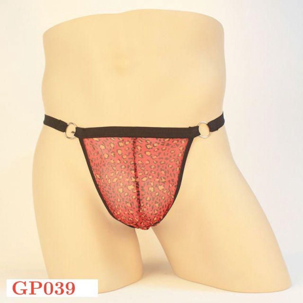 GP039 Celana Dalam Pria Sexy G-String Thong Leopard Macan Tutul Merah