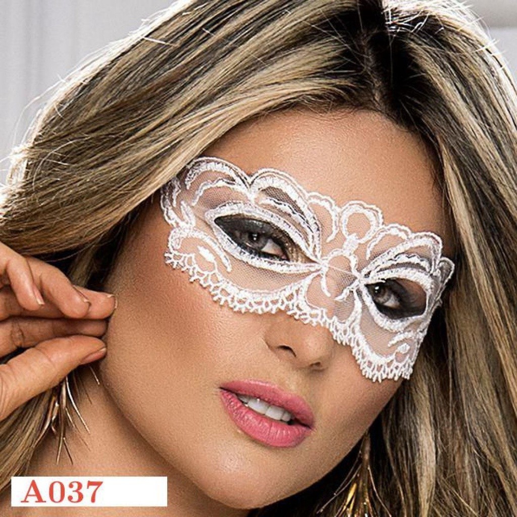 A037 Mask Topeng Karnaval Penutup Mata Putih Transparan Tali Karet