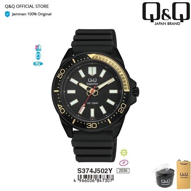 Jam Tangan Pria Original Qq Qnq Qq Rubber S374 S374J Water Resist