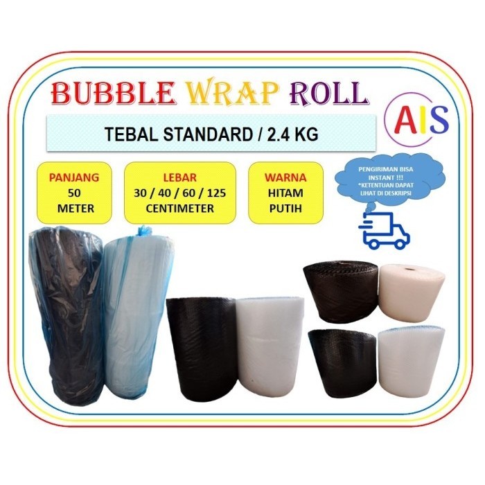 

MURAH Bubble Wrap Roll Hitam / Bening 125 / 60 / 40 / 30 cm X 50 mtr 2.4 kg
