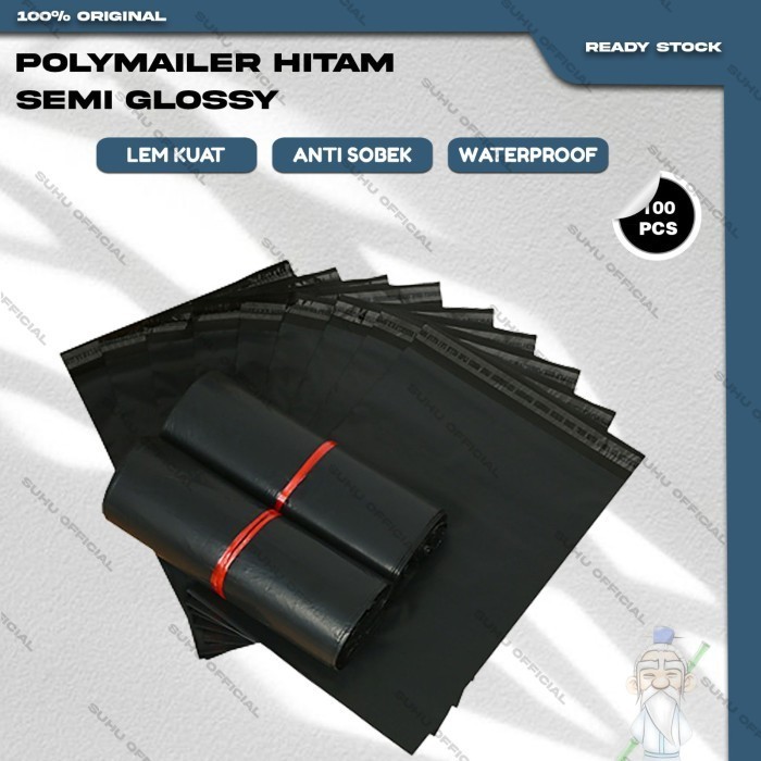 

BRG BARU Plastik Packing Polymailer Kantong Olshop Lem isi 100 HITAM Uk 35x50 - CCC,35X50 HITAM