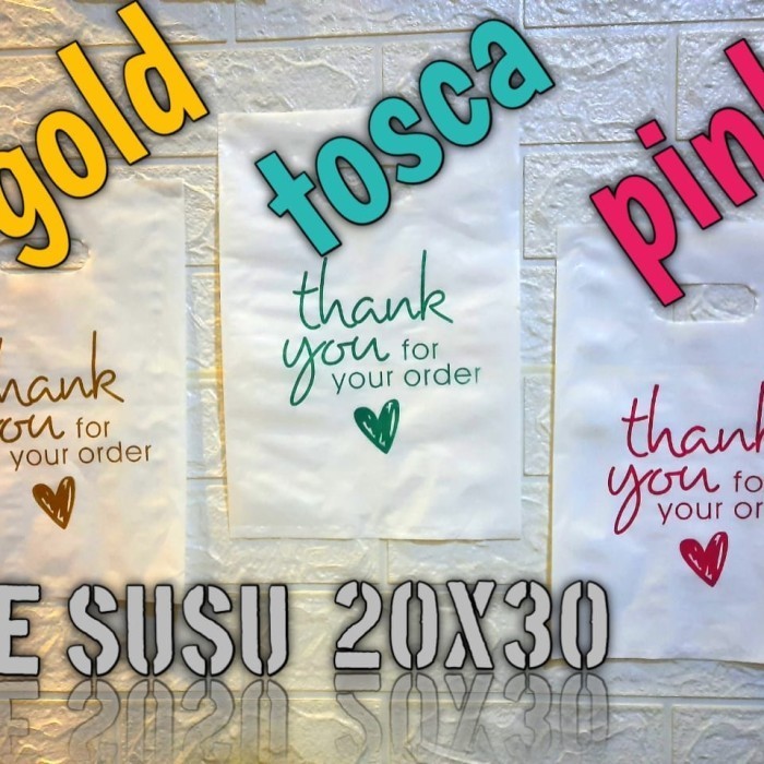 

HOT SALE (isi 50pcs) Uk 20x30 Kantong plastik PE susu motif thank you