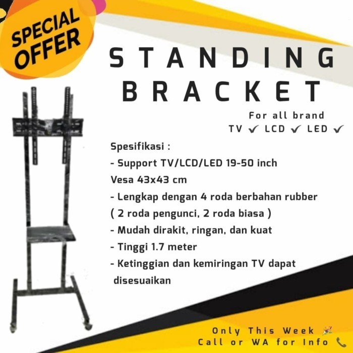 Lin Standing Bracket Tv 50Inchi Braket Tv Berdiri 19Inchi Sampai 50Inchi