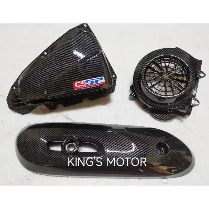 Paket Carbon Scoopy Esp 2016 - 2019 Cover Knalpot Kipas Filter Carbon Original