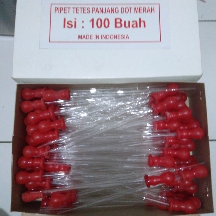 Terlaris Pipet Tetes Kaca 15cm. Dot Merah. 100/Pack. Panjang 15cm SALE