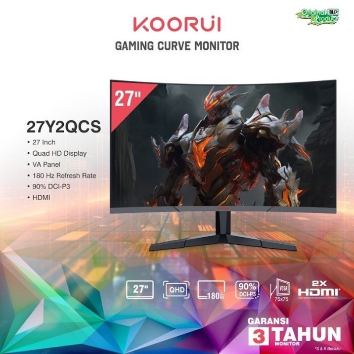 Monitor LED KOORUI 27Y2QCS - 27" QHD Gaming Curve Monitor 180Hz 27 Inch