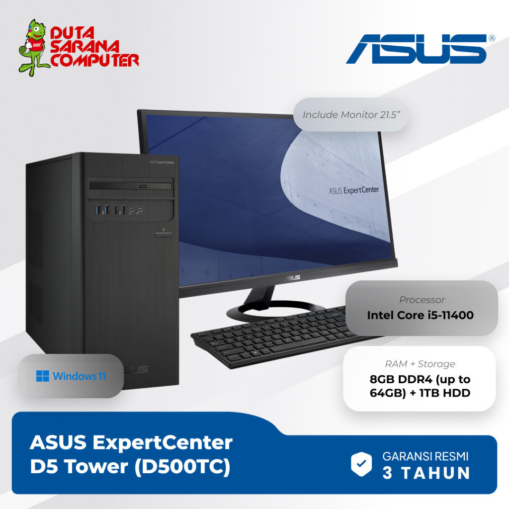 Asus D500TC - 581000000X Intel Core i5-11400 8GB 1TB HDD 21.5" Win 11 Pro Desktop PC