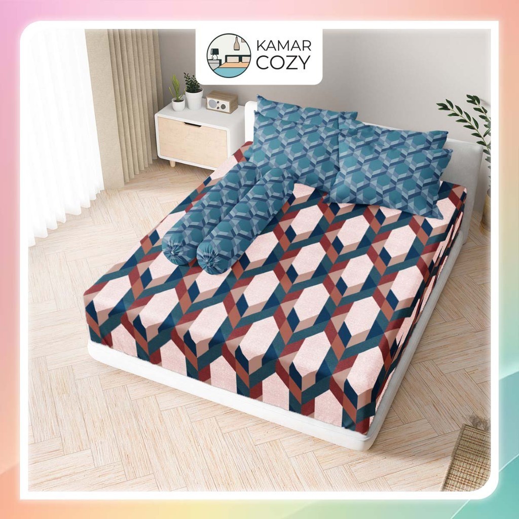 Sprei Kintakun Set Fitted 160x200 / 180x200 B4 Zalika Queen / King Bantal 4 guling 2 Dluxe Aesthetic