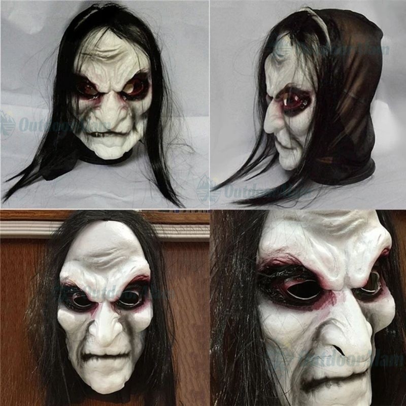 Diskon Topeng Nenek Sihir Zombie With Halloween Rumah Hantu Prank Party Topeng Seram Nenek Sihir