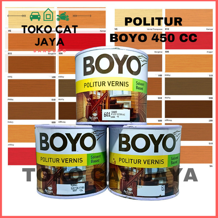 Produk BOYO POLITUR 450 cc / Cat Kayu Boyo 1/2 Kg / 0,45 Liter Pelitur Kayu