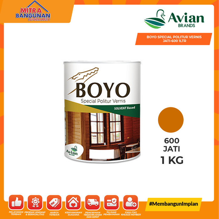 Produk CAT KAYU BOYO SPECIAL POLITUR VERNIS JATI-600 1LTR