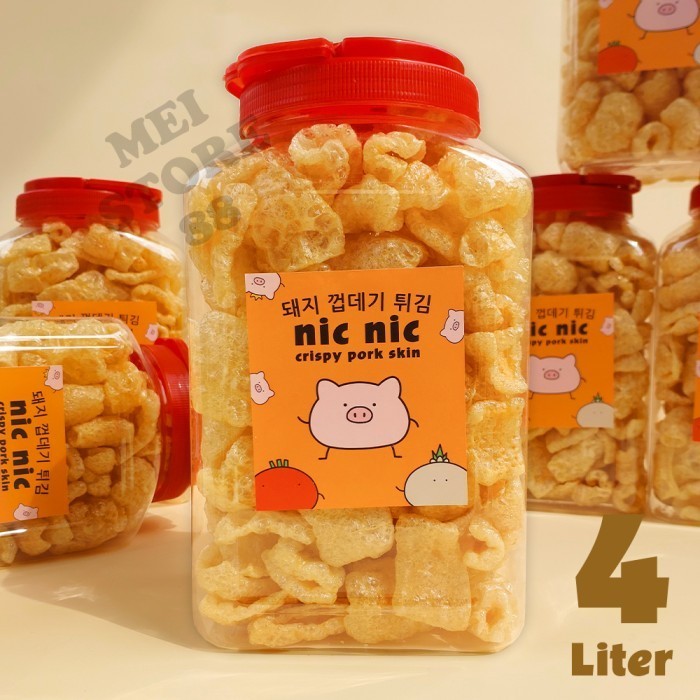 

STOK TERBATAS Kerupuk Kulit Babi Nic Nic 4 Liter Snack Cemilan Kerubi