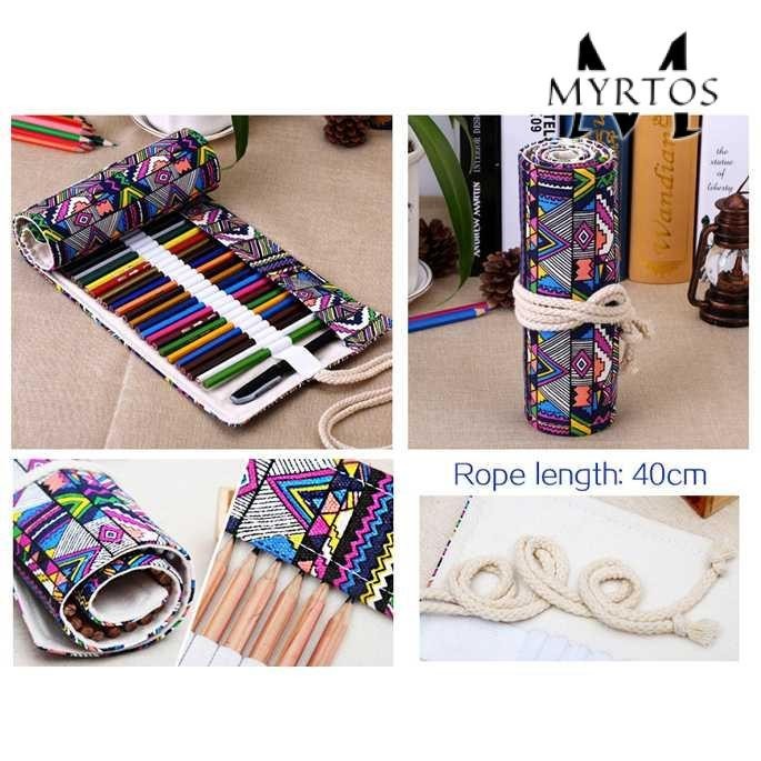 

[MT] Bohemian Tas Tempat Pensil Gulung Canvas 48 Slot 20.5x60cm - EN-71
