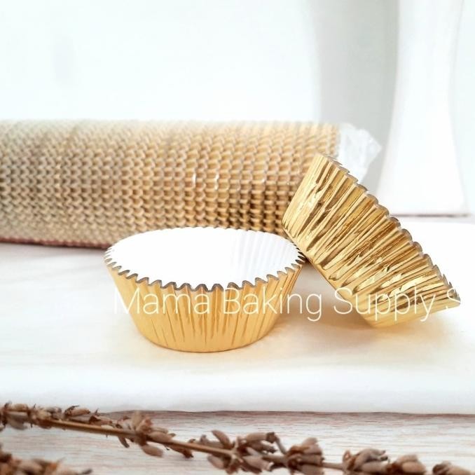 NEW PRODUK KERTAS CUPCAKE MUFFIN CUP CAKE ALUMUNIUM WARNA EMAS GOLD ISI 100 PCS 