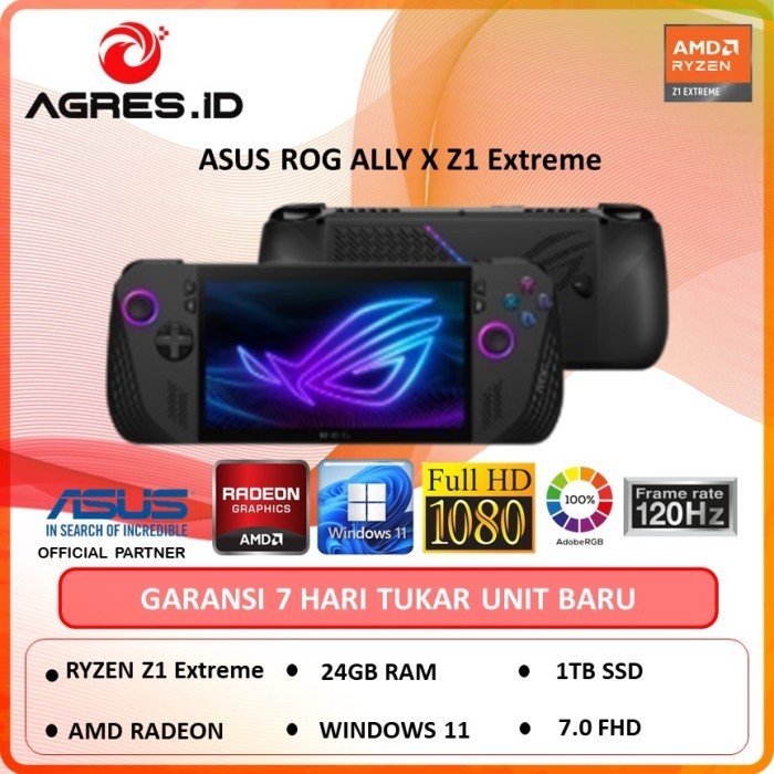 Asus ROG Ally X Amd Z1 Extreme 24GB 1TB W11 7" FHD 120Hz Gaming Consol