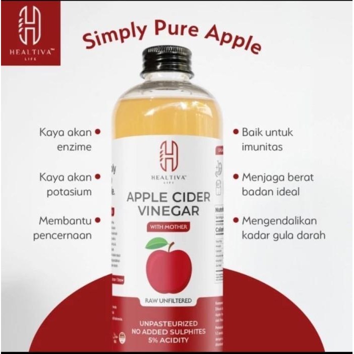 

HEALTIVA LIFE APPLE CIDER VINEGAR WITH MOTHER 500 ML HELTIVA CUKA APEL UNFILTERED Kualitas Terbaik