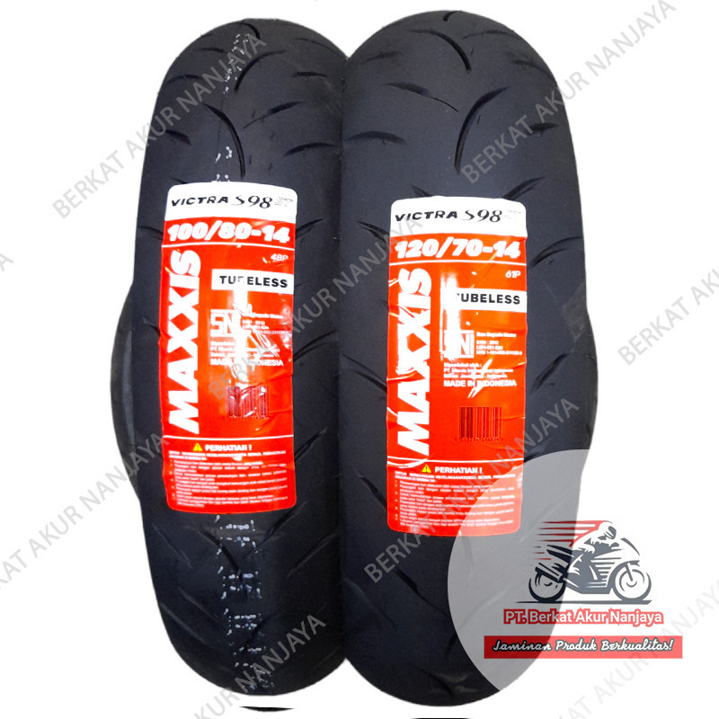 Sepasang Ban PCX 150 Maxxis Victra 100/80 & 120/70-14 ban tubeless BONUS Pentil