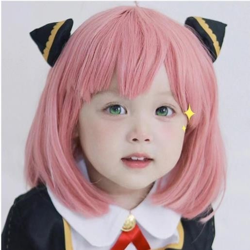 Terbaru Rambut Palsu Wig Anak Bob Poni Pendek Warna Baby Pink Cosplay Anya Promo Ready Stok