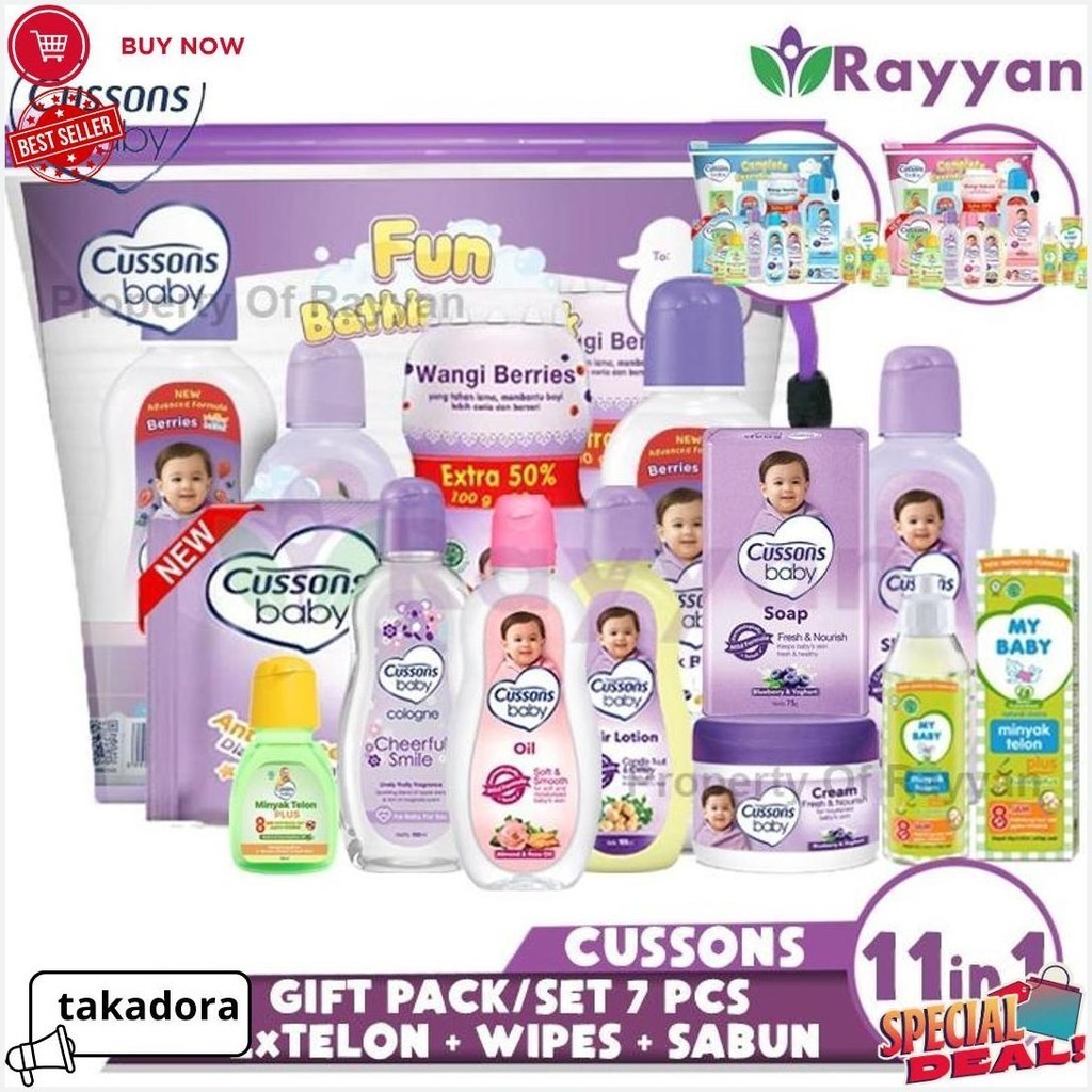 (Cp)Cussons Baby Set Pack 11In1 | Fun Bathing/Complete Essential |Plus Telon| Cussons Baby Gift Set 
