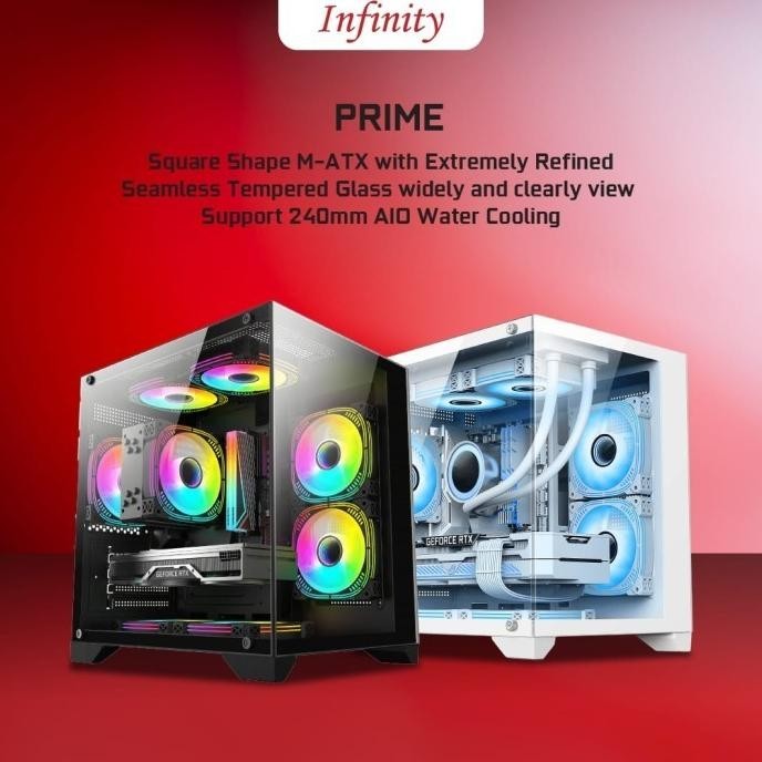 CASING INFINITY PRIME - MICROATX FREE 3 FAN RGB - GAMING CASE PRIME 2807T