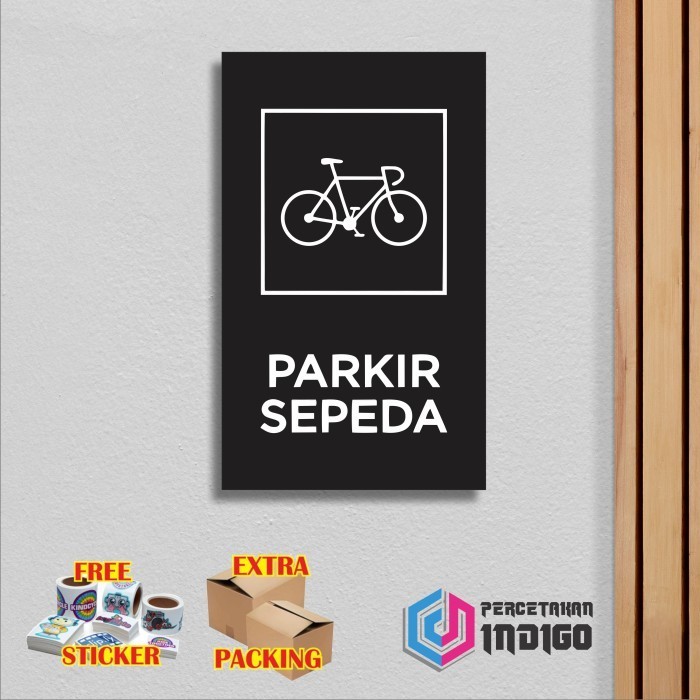 

Grosir Papan tanda sign board akrilik 15cmx25cm Parkir Sepeda Keren