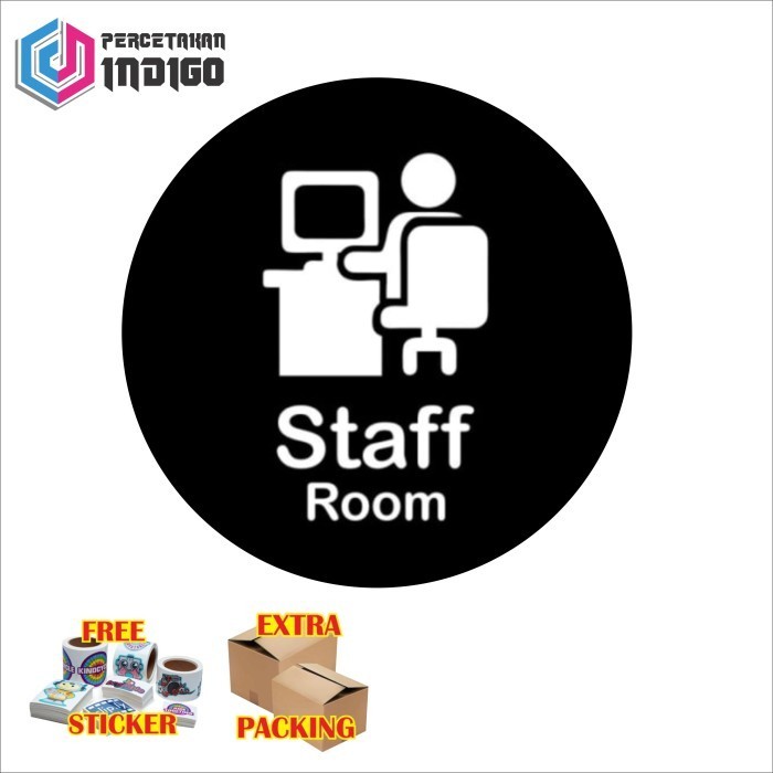 

Murah papan tanda sign board bulat staff room hitam Keren