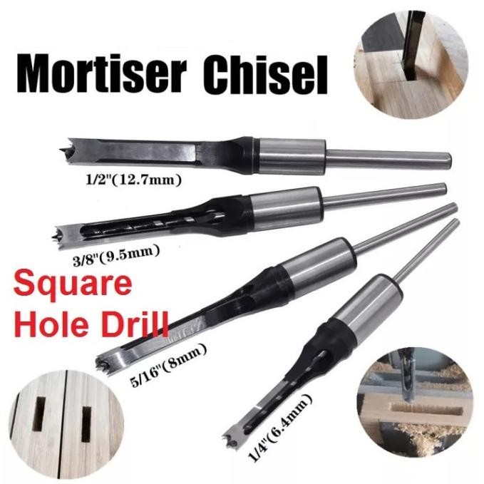 4pcs Mata Bor Bobok Kayu Pahat Mesin Square Drill Bit Mortise Tenon