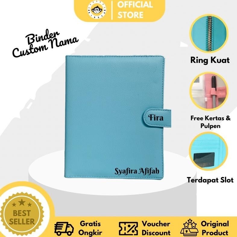 

VIRAL Binder Polos Kulit Premium Tebal (A5) 20 Ring + Custom Nama FREE Kertas & Pulpen hj-64
