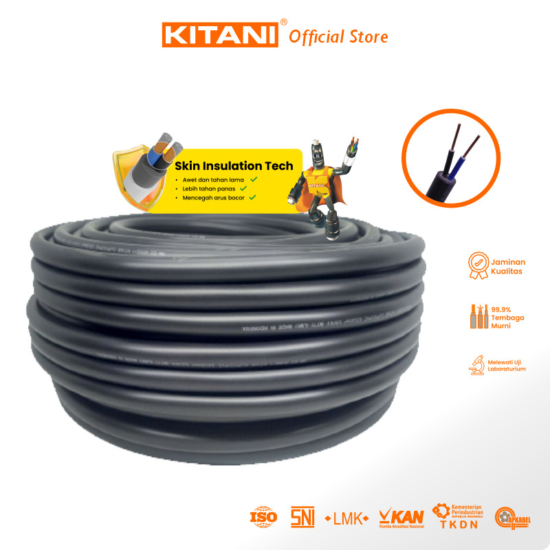 KITANI - NYY 2x1.5 mm² - 100 Meter -  Kabel Listrik Tembaga Kawat