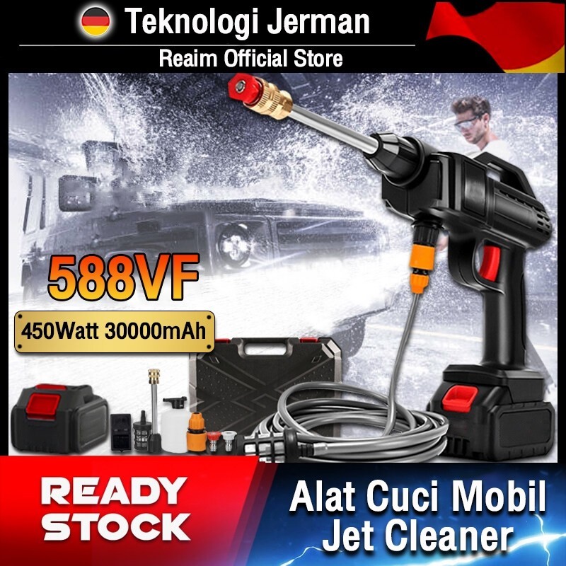 Original Reaim Mesin Cuci Mobil Cordless 450W 100Bar Alat Cuci Mobil Alat Cuci Motor Semprotan Cuci