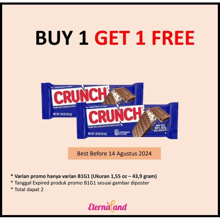 

Crunch Chocolate Creamy Milk Chocolate With Crisped Rice - Cokelat
