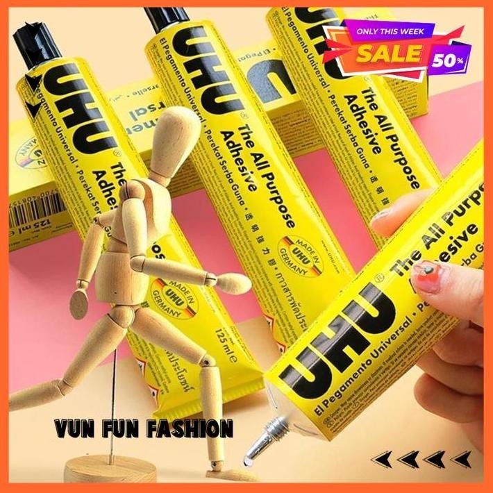 

LEM UHU CAIR 60 ML - LEM SERBAGUNA SUPER GLUE KERAMIK KACA KARET KAYU PLASTIK KULIT DLL KUALITAS PRODUK TERBAIK BY VUNFUNFASHION