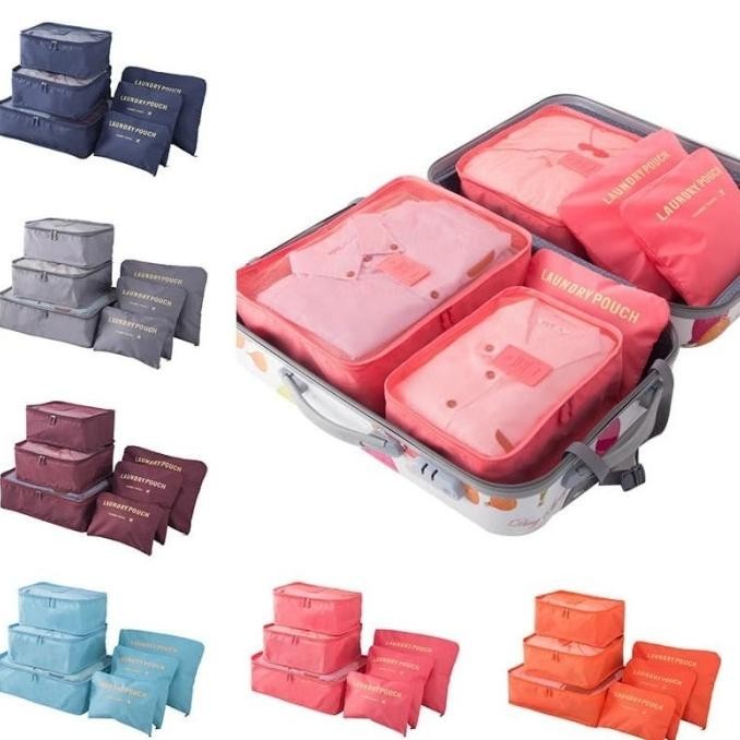 Terbaru Travel Pouch 6In1 Travel Bag Laundry Bag Organizer Pouch Travel Original