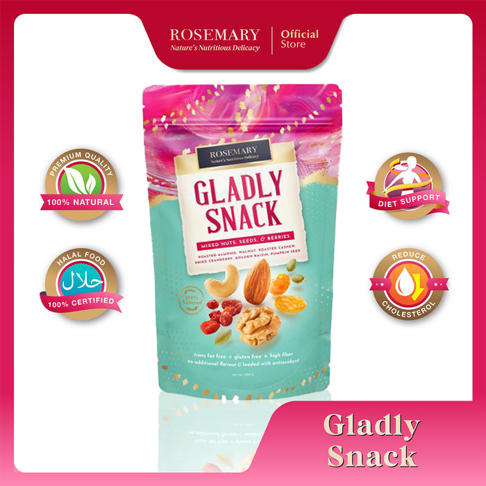 

EKSLUSIF Gladly Snack - Deluxe Trail Mix 180 gr Diet Sehat Alami Bergizi