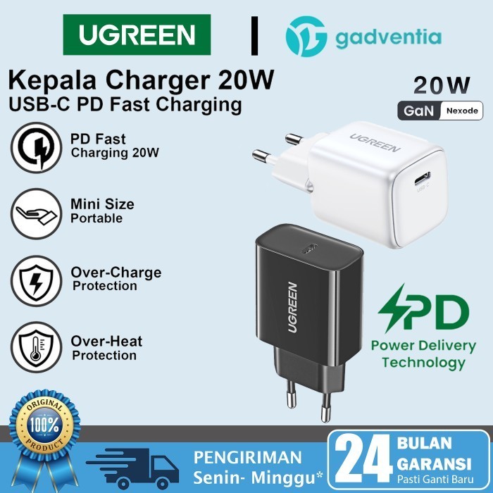 SALE UGREEN Adapter Kepala Charger 20W MFI USB C iPhone 11 12 13 Pro Max