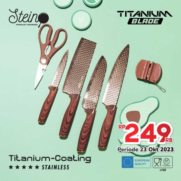 Stein Cookware Pisau Set Titanium / Pisau Titanium Blade Knive Set