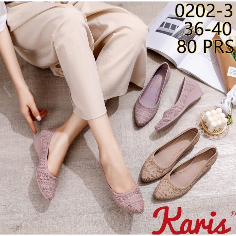 0202 KARIS Sepatu Wanita Jelly Wedges / Sepatu Wedges Wanita Jelly Shoes Import Motif Etnik Turki /0