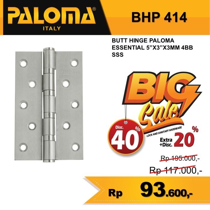 ENGSEL PINTU 5 INCH 3MM PALOMA STAINLESS BHP 414
