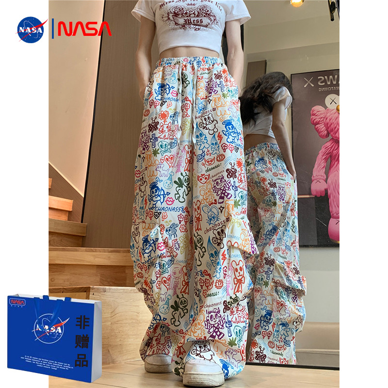 Baju Kodok Wanita Kaki Lebar Grafiti Penuh Warna Retro