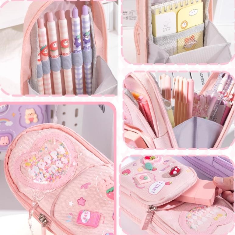 

TGC-1924 Gaya baruTempat pensil kotak 3D Anak perempuan Lucu Besar/ Kotak pensil kanvas 6 ruang/Kotak pensil anak sekolah/Tempat pensil kapasitas besar stroberi/ceri/es krim Termurah