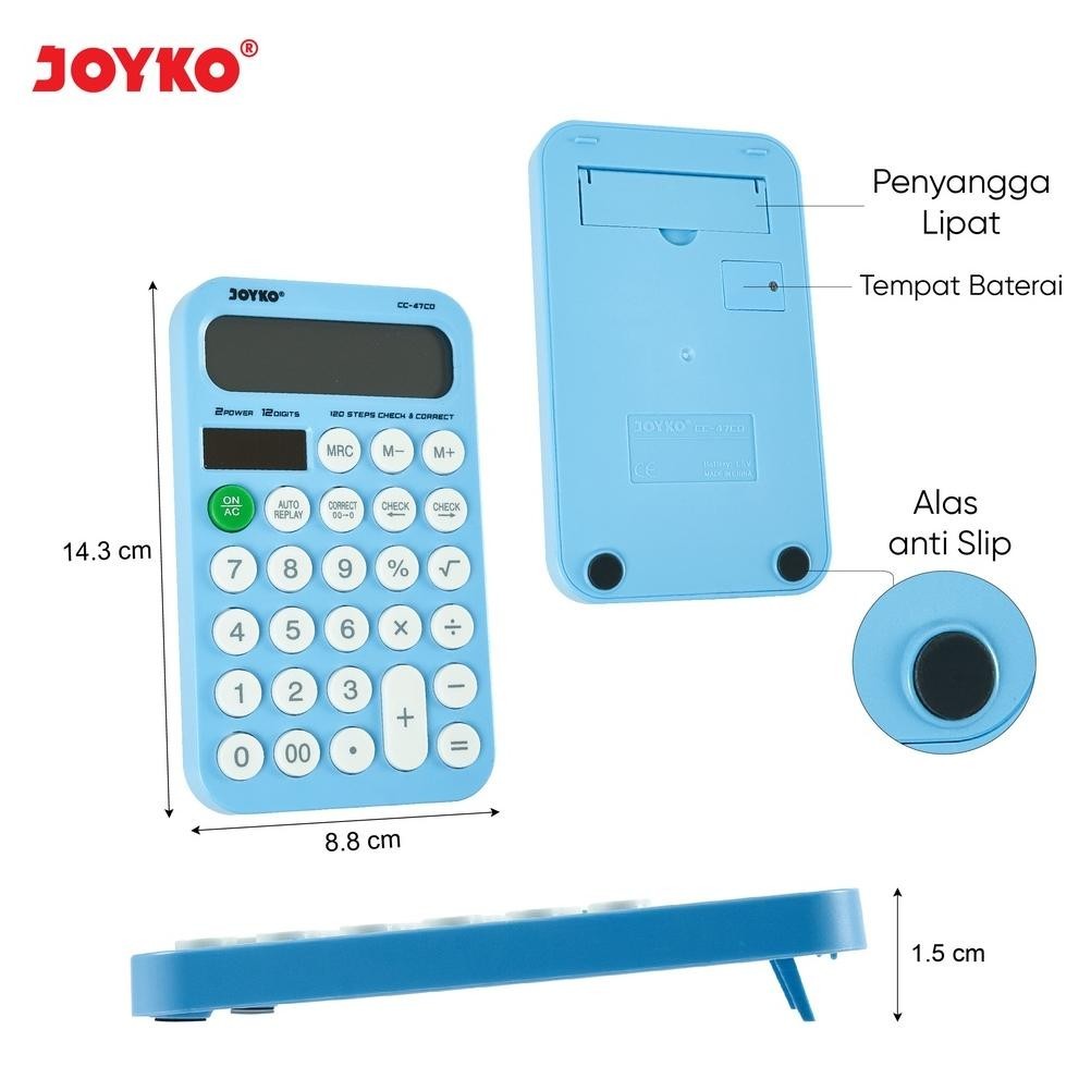 

Oh34 Calculator Kalkulator Joyko CC-47CO 12 Digits Check Correct Termurah