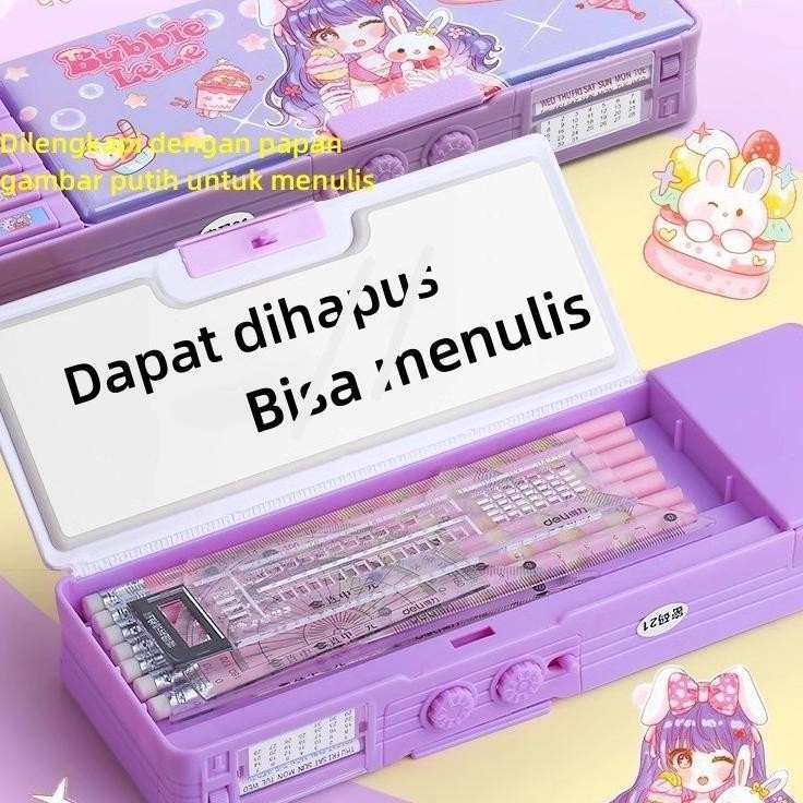 

VE29 Ready StockGaya Baru Cinnamoroll Kotak Alat Tulis Multifungsi Kunci Kode Perempuan Pensil Sanrio Dua Sisi Bernilai Tinggi Kapasitas Besar Viral