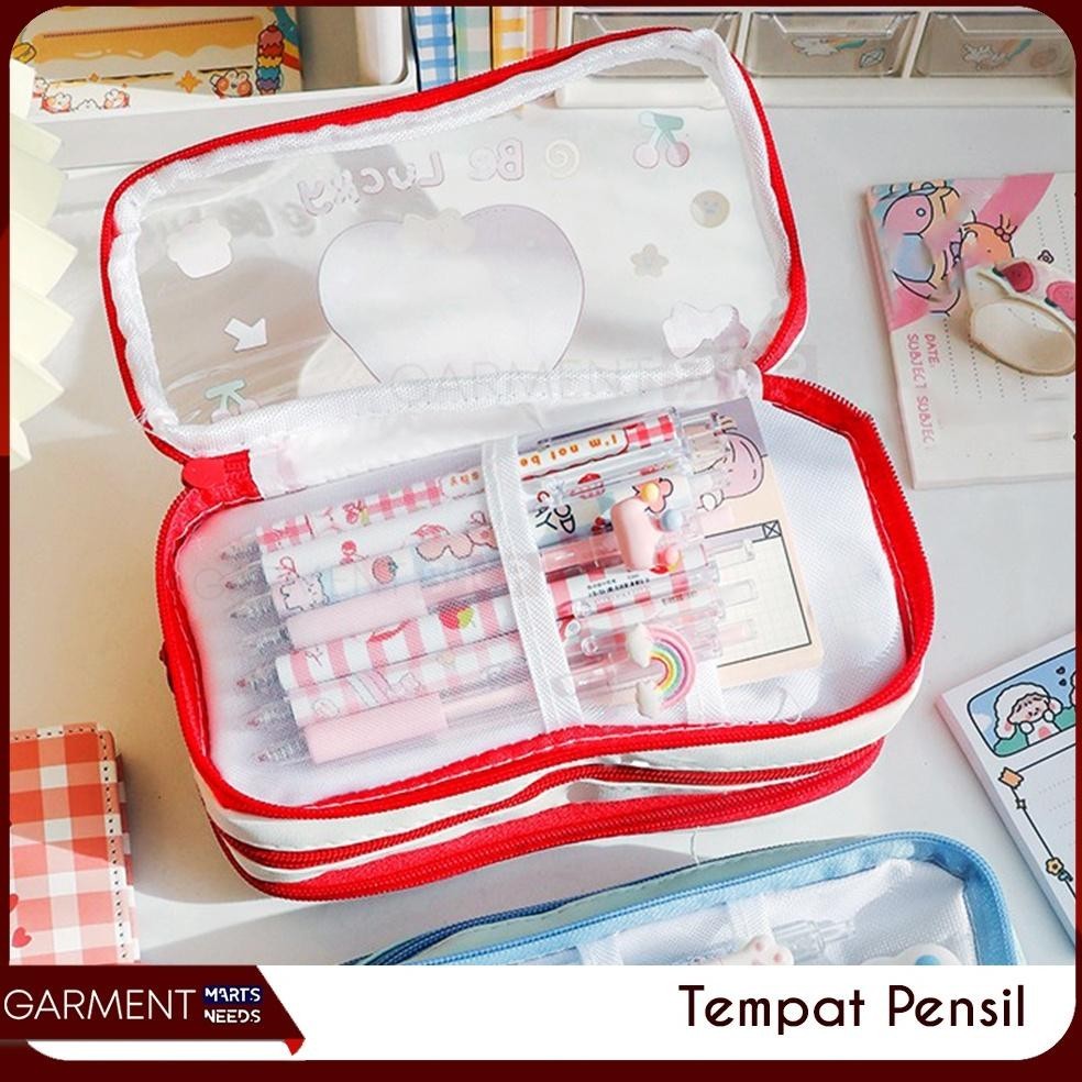 

wes-24 Tempat Pensil Lucu Anak Transparan Kotak Pencil Dompet Besar Karakter Motif Pouch Stationary Resleting Serbaguna Termurah