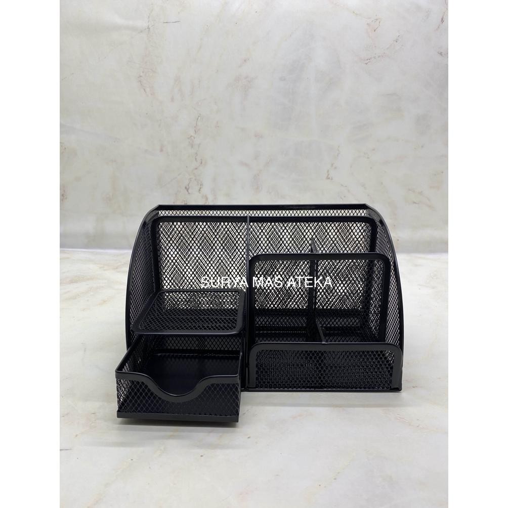 

ad-3 Desk Set/ Tempat Pensil Sekat Jaring Hitam with Drawer [CS066] Original