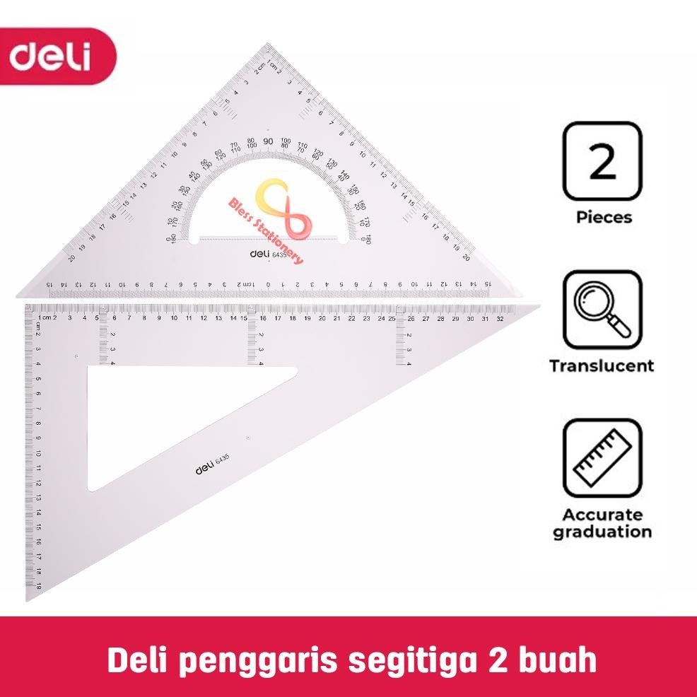 

nl-8 Deli Penggaris segitiga 33cm dan 20cm mistar busur Penggaris siku Triangle ruler - E6435 Hemat