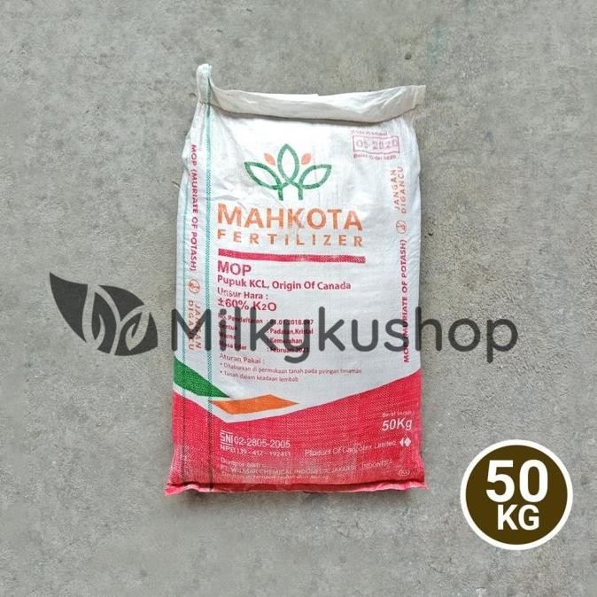 PUPUK MAHKOTA KCL MOP 50 KG KEMASAN PABRIK VIA GOSEND GRAB