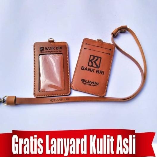 

Name Tag Id Card Holder Bank Bri Kulit Bonus Tali Lanyard