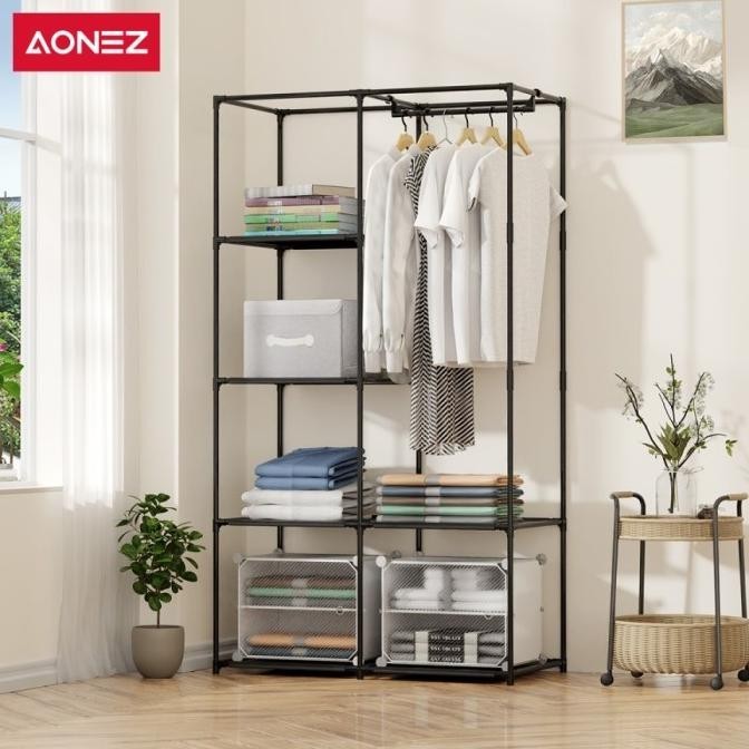 AONEZ Lemari Pakaian Minimalis Wardrobe Portable Rak Serbaguna Baju