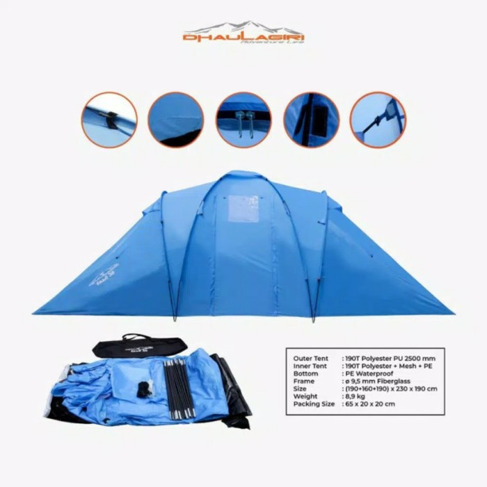 {DianShop} Tenda dhaulagiri fami 36 camping tent kap 6 orang Berkualitas