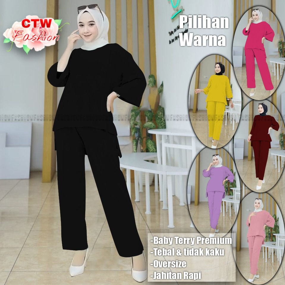 Bj Plus Clana Setcel All Size Atasan Dan Bawahan Perempuan Trendy Pakean Dewasa Oneset Remaja Berkwa